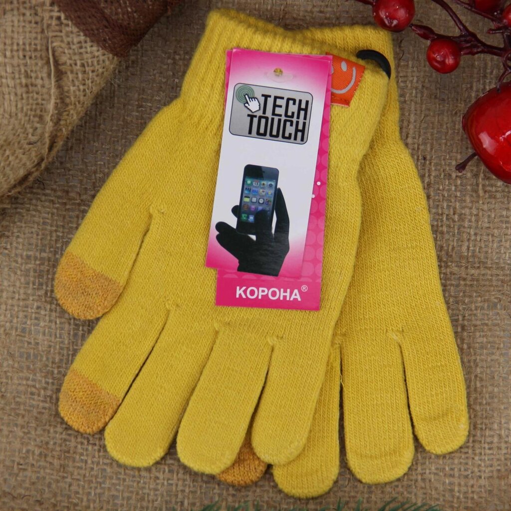 Сенсорні вовняні рукавички осінні-зимові з начосом 8-11 років Smile від компанії Artiv - Інтернет-магазин - фото 1