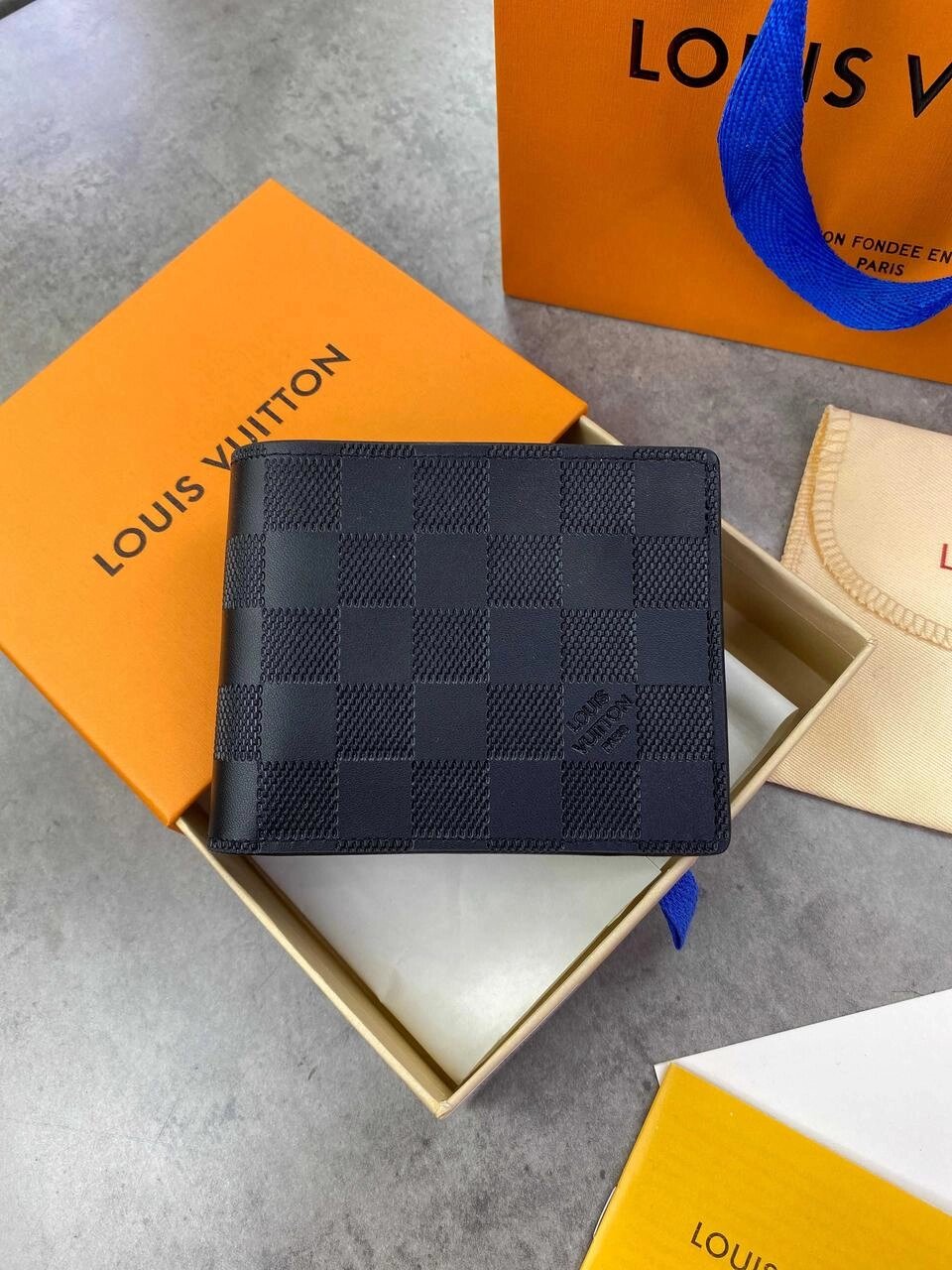 Шкіряний чорний гаманець Louis Vuitton гаманець Луї Віттон k144 від компанії Artiv - Інтернет-магазин - фото 1