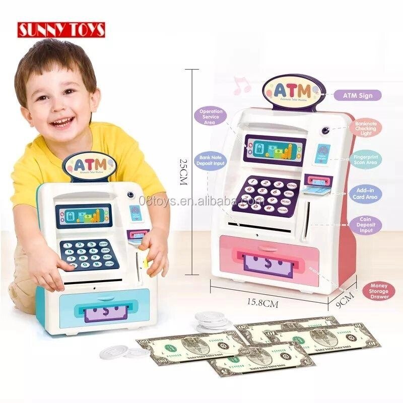 Скарбничка сейф банкомат Baby ATM wf-3005, світло, звук від компанії Artiv - Інтернет-магазин - фото 1