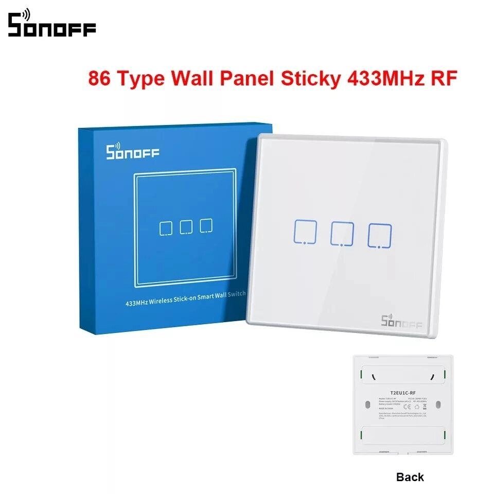 Sonoff T2EURF-1C, T2EURF-2C, T2EURF-3C бездротовий вимикач 433МГц від компанії Artiv - Інтернет-магазин - фото 1