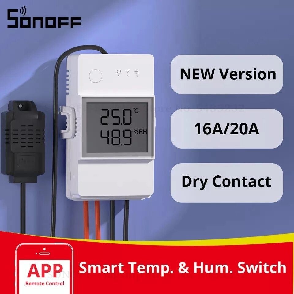 Sonoff TH R3 16А/20А з датчиком температури та вологості від компанії Artiv - Інтернет-магазин - фото 1