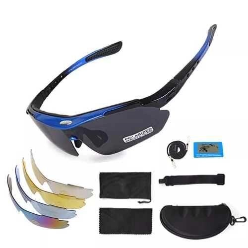 Спортивні сонцезахисні окуляри 5 в 1 Сині тактичні з футляром від компанії Artiv - Інтернет-магазин - фото 1
