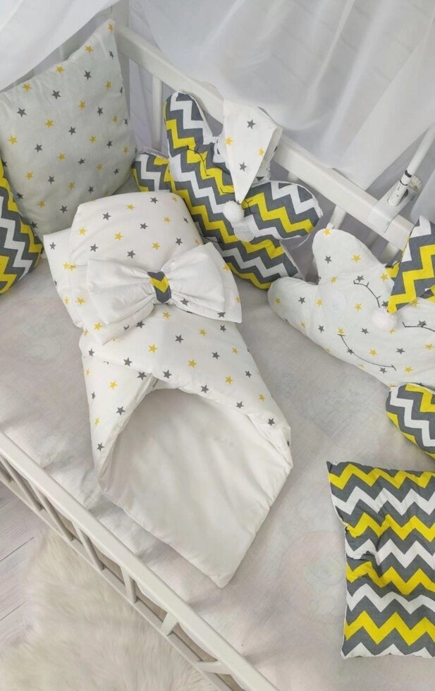 Стильний набір в ліжечко для новонароджених Косичка Хмара від компанії Artiv - Інтернет-магазин - фото 1