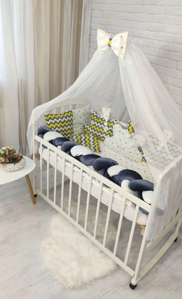 Стильний набір в ліжечко для новонароджених &quot, Косичка Хмарка&quot, від компанії Artiv - Інтернет-магазин - фото 1