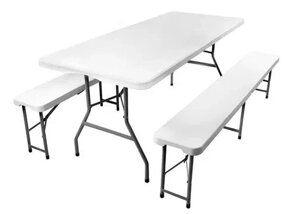 Стіл столу для садового кемпінгу природа 180 см+2 лави