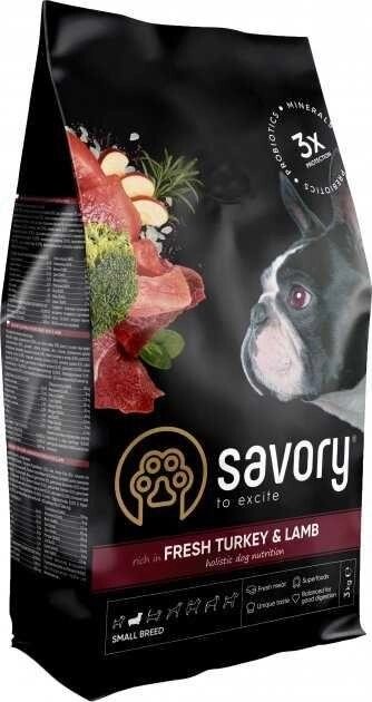 Сухий корм для собак малих порід Savory індичка та ягнятина 3 кг від компанії Artiv - Інтернет-магазин - фото 1