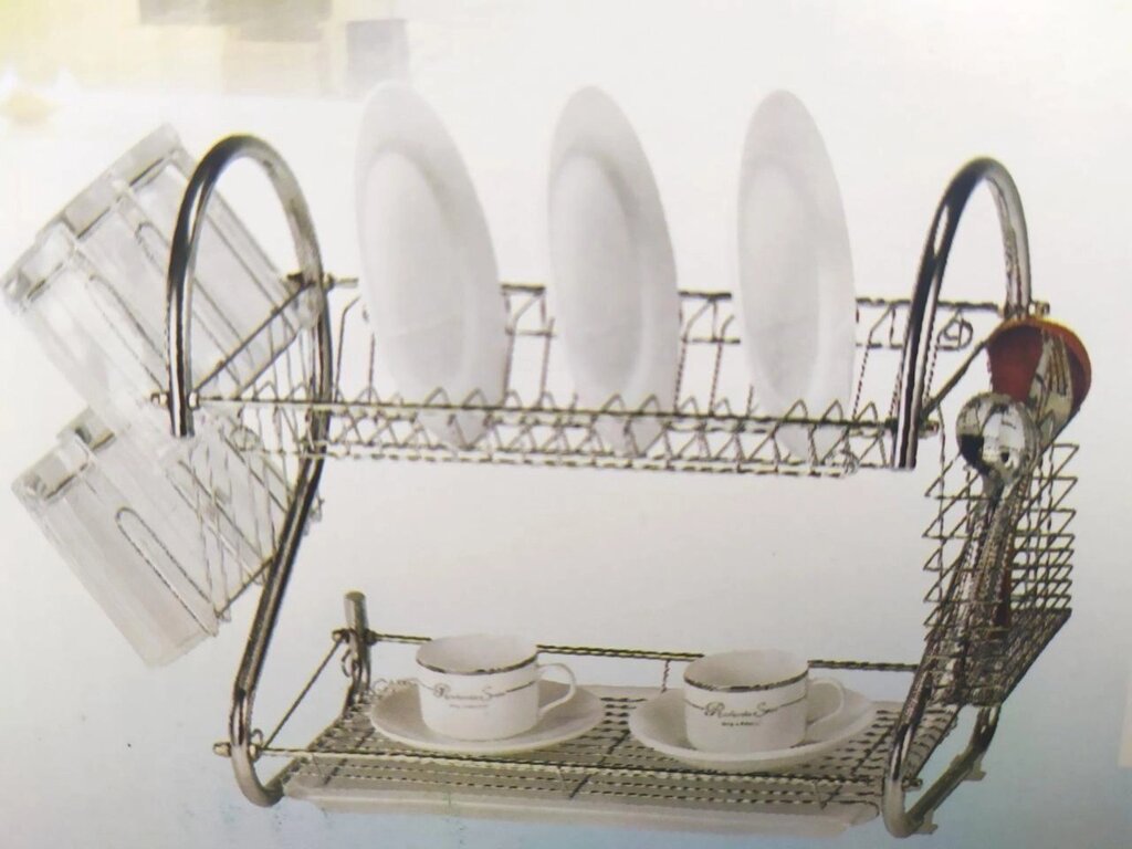 Сушарка для посуду (2 яруси) А-PLUS Полицю виготовлена з неіржавкої від компанії Artiv - Інтернет-магазин - фото 1