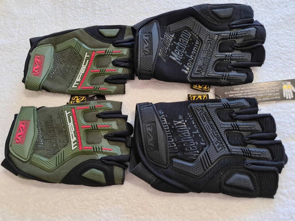 Тактичні рукавички Mechanix безпалі короткопалі чорні та олива від компанії Artiv - Інтернет-магазин - фото 1