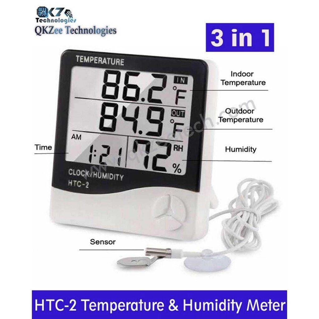 Термометр, гігрометр, метеостанція, годинник HTC-2 вологість будильник від компанії Artiv - Інтернет-магазин - фото 1