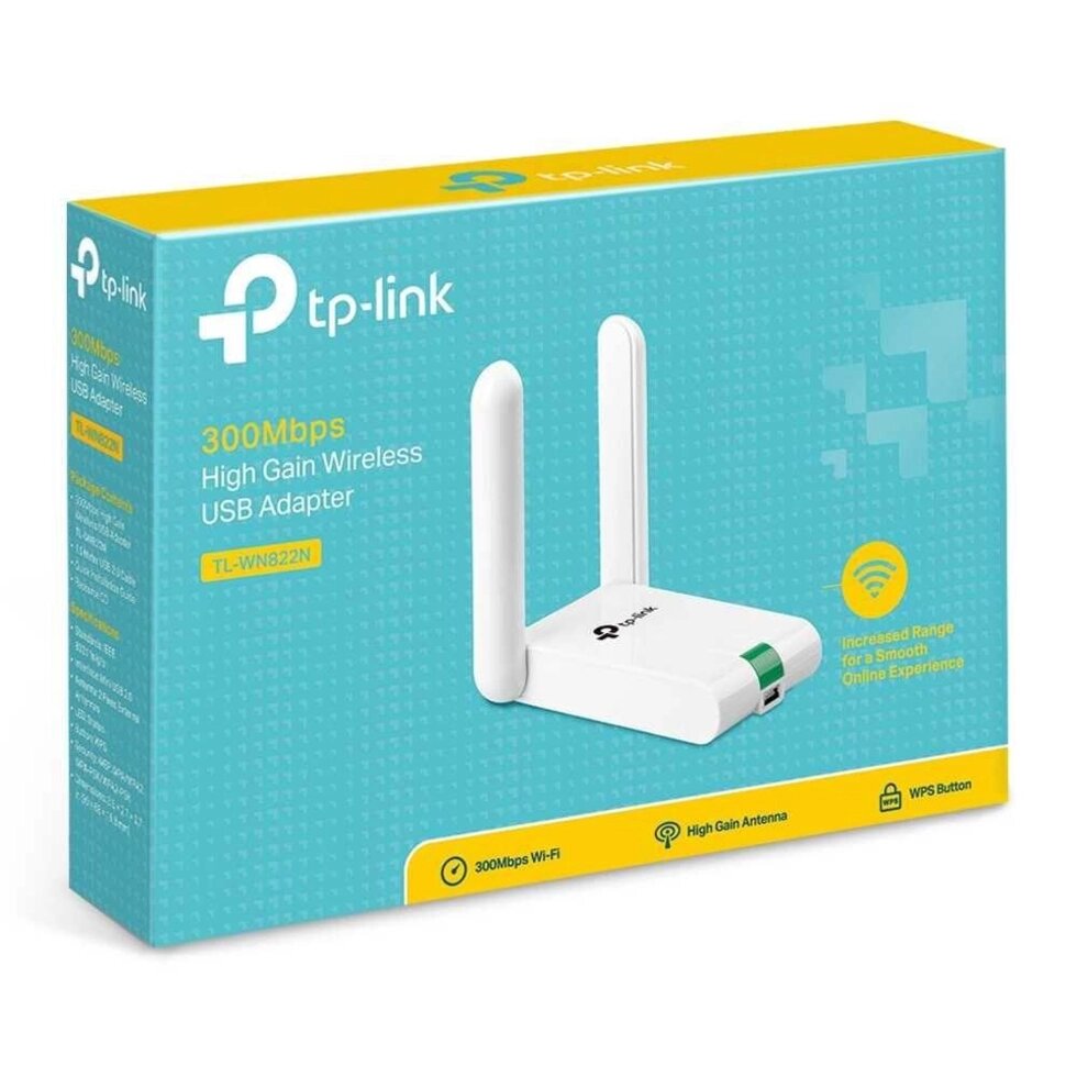 USB Wi-Fi адаптер, приймач TP-LINK TL-WN822N 300Mbit/s. Дві антени. від компанії Artiv - Інтернет-магазин - фото 1