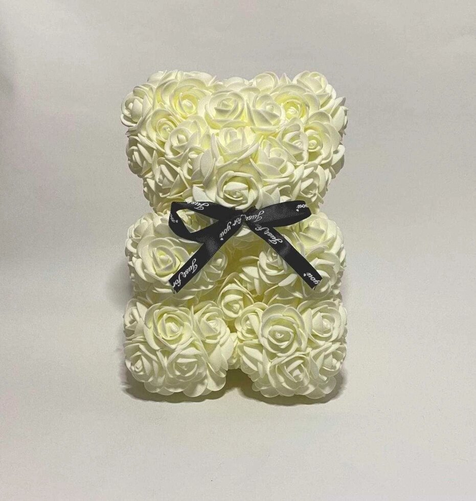 Ведмедики з троянд 25 см Подарунок на день народження, свято Білий від компанії Artiv - Інтернет-магазин - фото 1