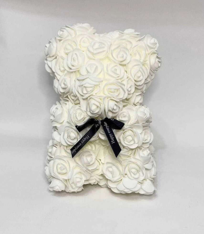 Ведмедики з троянд 25 см Подарунок на день народження, свято White від компанії Artiv - Інтернет-магазин - фото 1