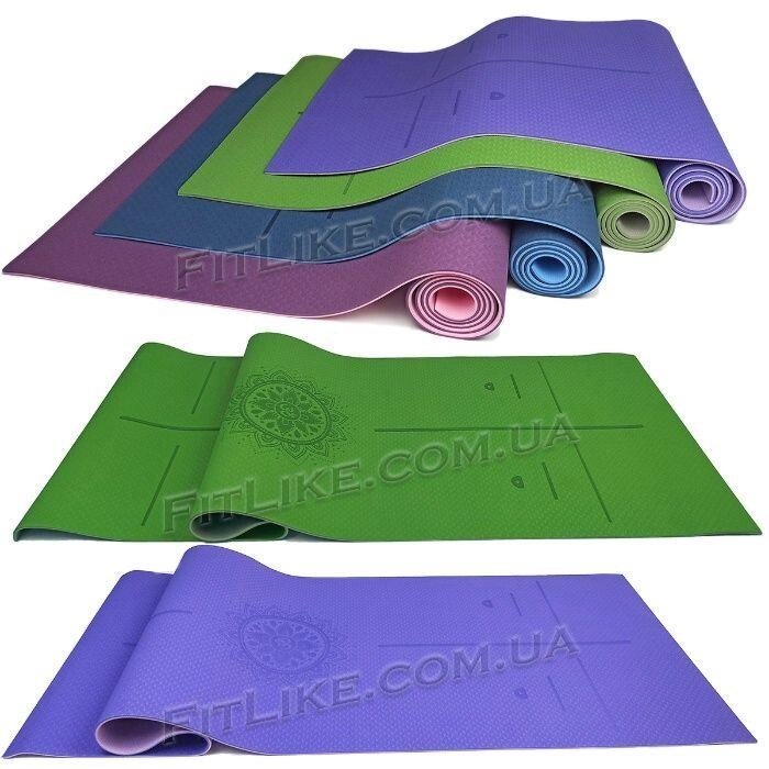 Якісний килимок з розміткою TPE 6 мм каремат для фітнесу, йоги від компанії Artiv - Інтернет-магазин - фото 1