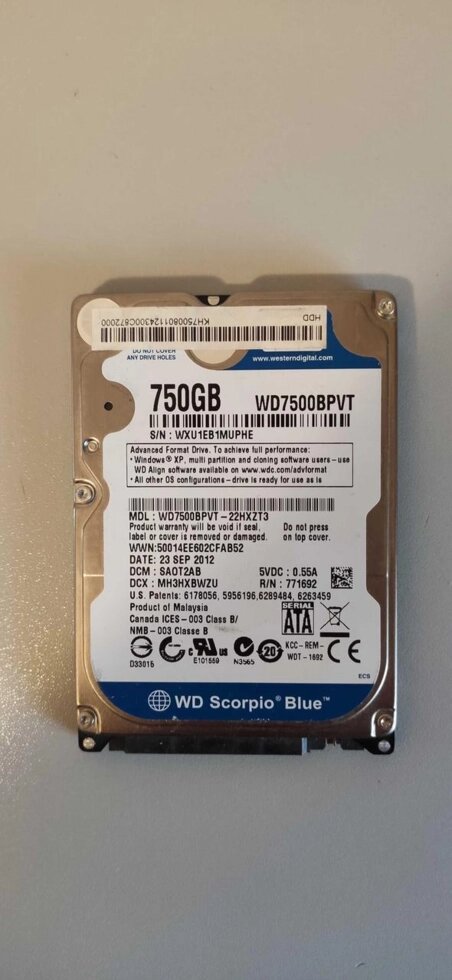 Жорсткий диск для ноутбука HDD 2.5 WD Scorpio 750Gb. від компанії Artiv - Інтернет-магазин - фото 1