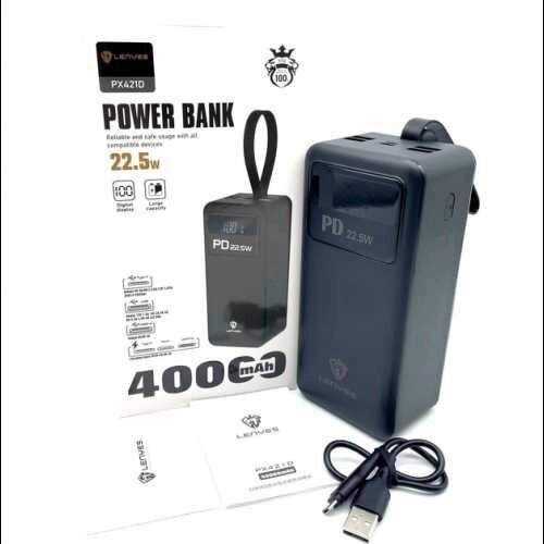 Зовнішній акумулятор Power bank LENYES PX421D PD22,5W 40000mAh батарея від компанії Artiv - Інтернет-магазин - фото 1