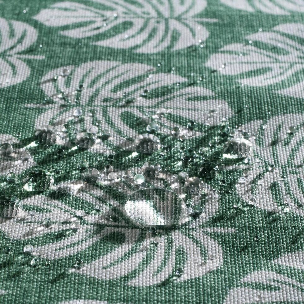 Декоративна тканина білі листя на зеленому тлі Туреччина тефлон 180см 88195v2 ##от компании## Салон штор Arsian Textile - ##фото## 1