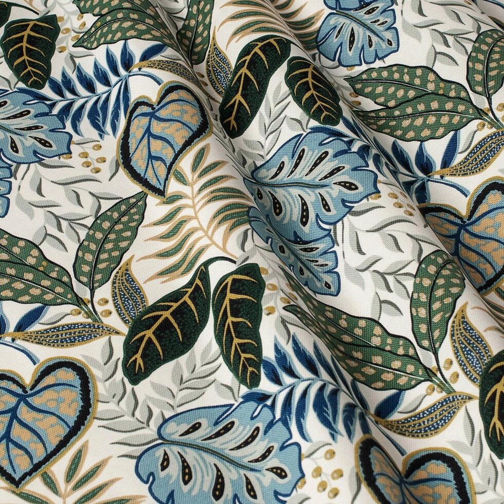 Декоративна тканина листя синьо-сірі Туреччина 87988v5 від компанії Салон штор Arsian Textile - фото 1