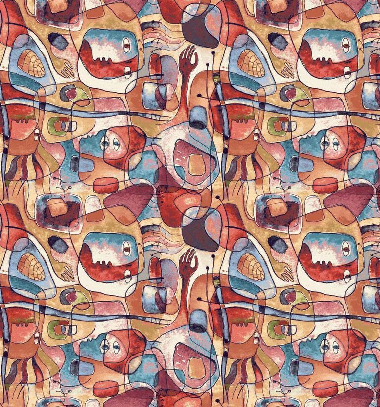 Декоративна тканина особи в стилі Пікассо на бавовні Іспанія 280см 88076v1 від компанії Салон штор Arsian Textile - фото 1