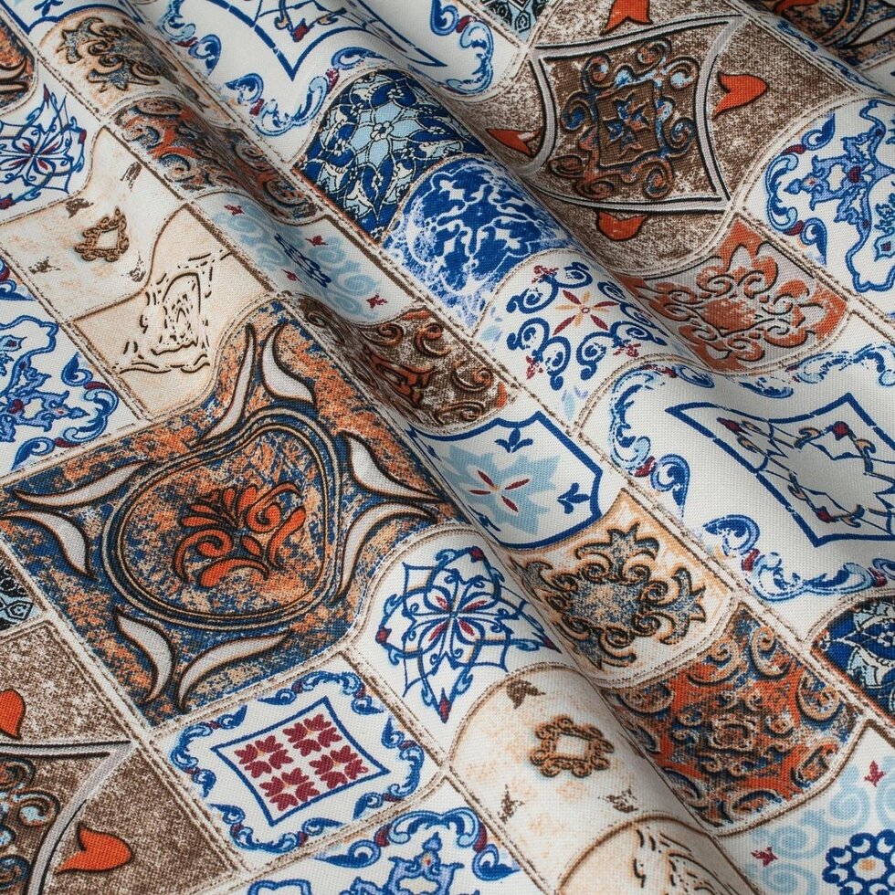 Декоративна тканина петчворк синій і коричневий Туреччина 87917v1 ##от компании## Салон штор Arsian Textile - ##фото## 1