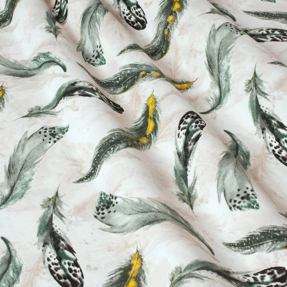 Декоративна тканина пір'я сірі на молочному тлі Туреччина 88028v7 ##от компании## Салон штор Arsian Textile - ##фото## 1