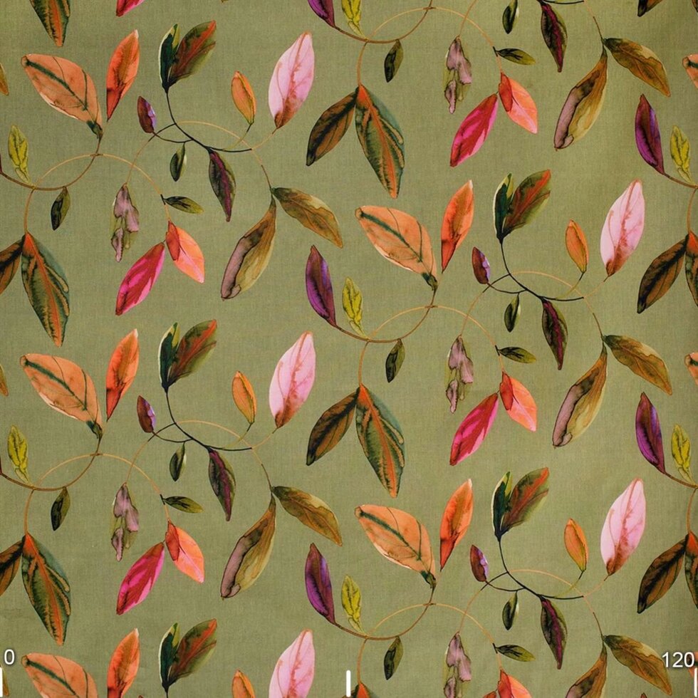 Декоративна тканина різнокольорові листя на зеленому тлі 100% бавовна Іспанія 280см 400433v4 від компанії Салон штор Arsian Textile - фото 1