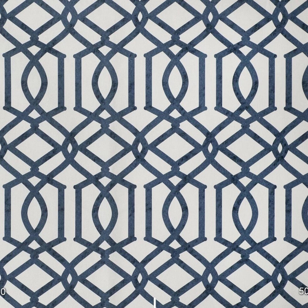Декоративна тканина синій візерунок на білому тлі Іспанія 280см 84666v1 ##от компании## Салон штор Arsian Textile - ##фото## 1
