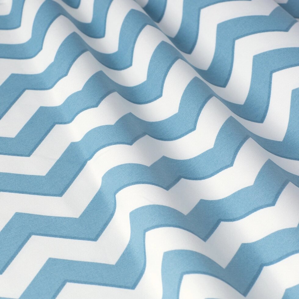Декоративна тканина в біло-блакитний зигзаг 180см 85713v23 ##от компании## Салон штор Arsian Textile - ##фото## 1