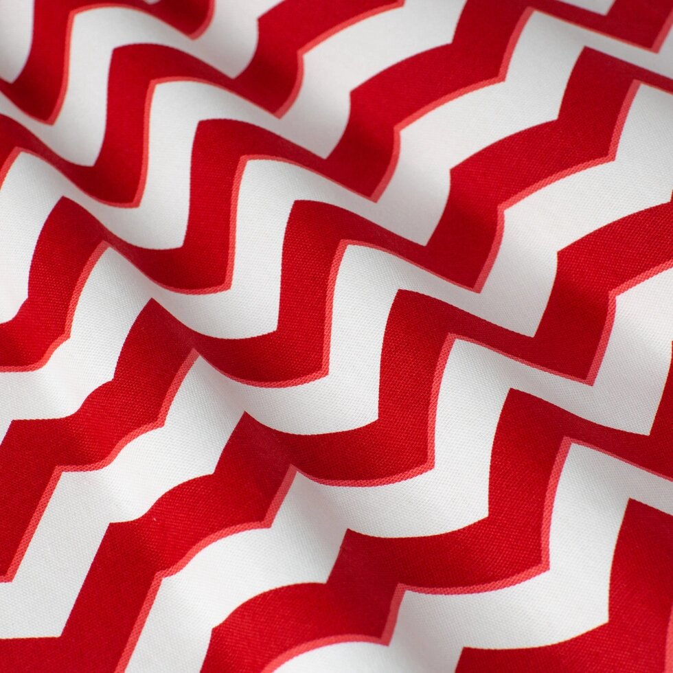 Декоративна тканина в біло-червоний зигзаг Туреччина 85733v107 ##от компании## Салон штор Arsian Textile - ##фото## 1
