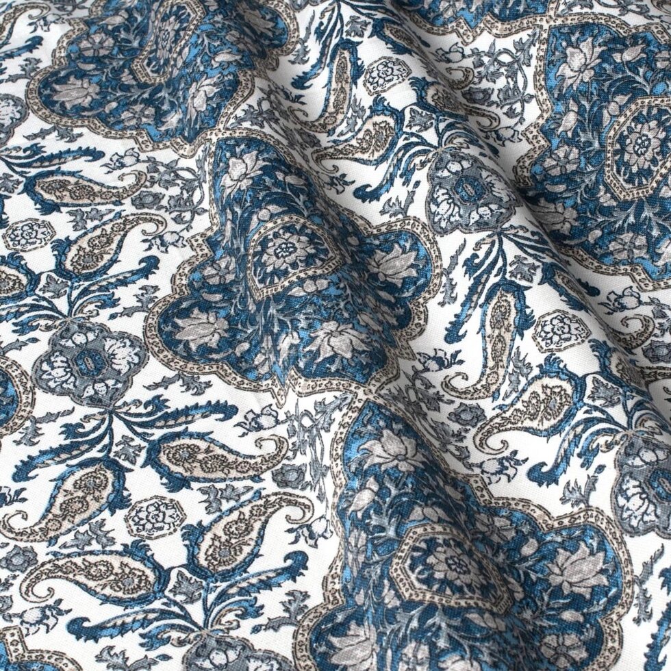 Декоративна тканина вензель синій з тефлоновим просоченням Туреччина 87844v11 ##от компании## Салон штор Arsian Textile - ##фото## 1