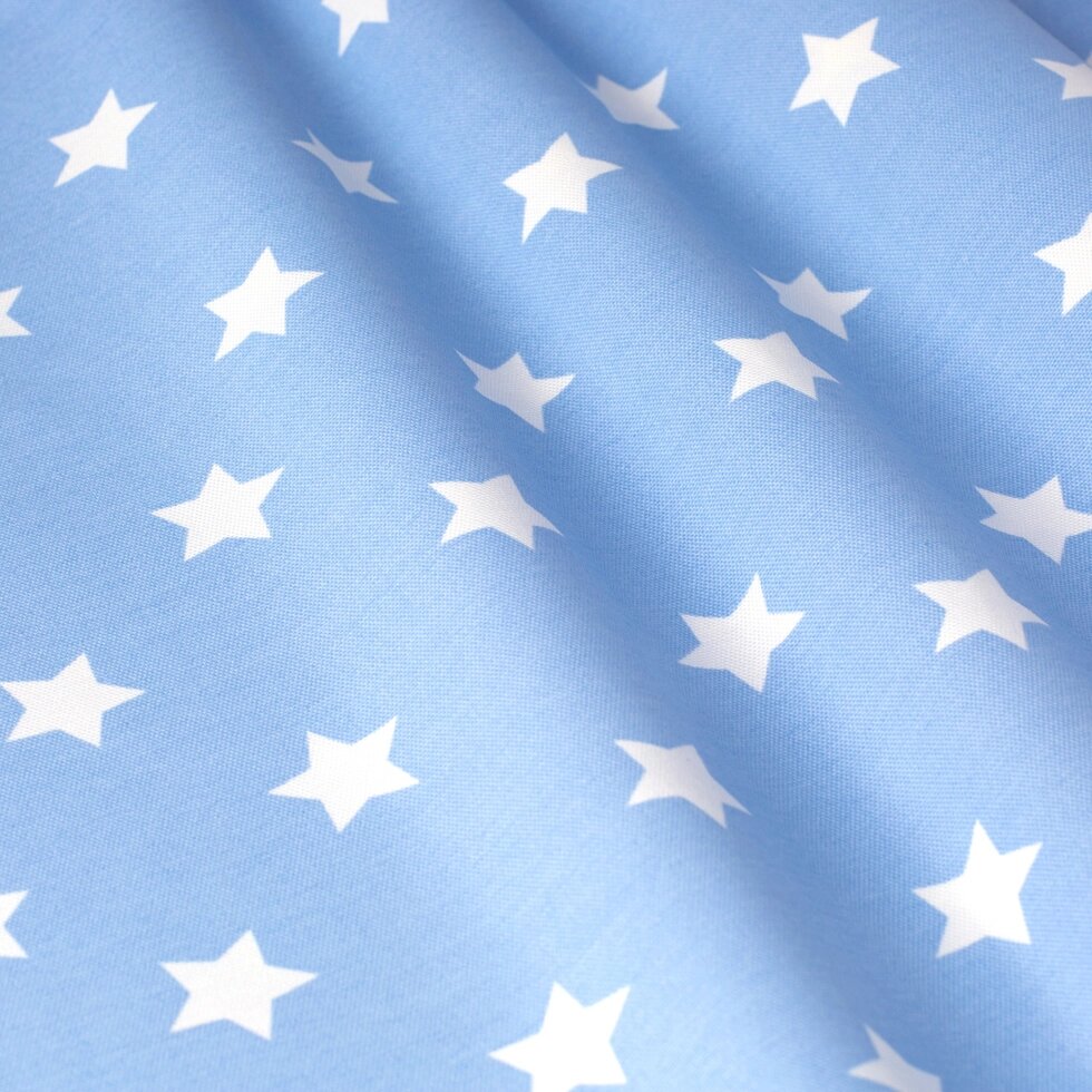 Декоративна тканина з білими зірками на блакитному тлі 180см 85703v5 ##от компании## Салон штор Arsian Textile - ##фото## 1