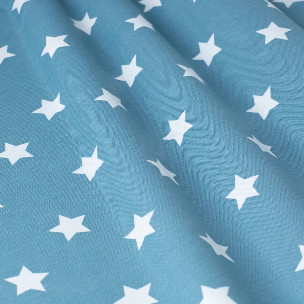 Декоративна тканина з білими зірками на блакитному тлі Туреччина 85702v3 ##от компании## Салон штор Arsian Textile - ##фото## 1