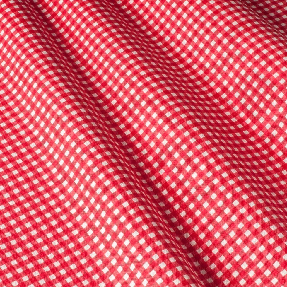 Декоративная ткань для штор в клетку красного цвета тефлон 8 від компанії Салон штор Arsian Textile - фото 1