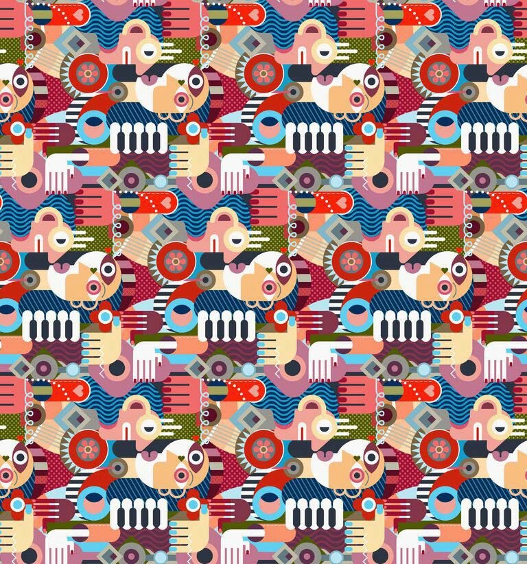 Декоративная ткань лица яркие в стиле Пикассо хлопок 280см 88074v1 ##от компании## Салон штор Arsian Textile - ##фото## 1