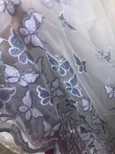 Тюль с набитой вышивкой бабочки серого, графитного цвета В спальную, детскую. в Хмельницкой области от компании Салон штор Arsian Textile