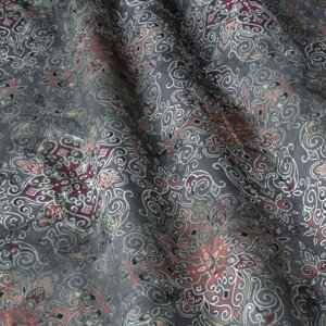 Декоративна тканина коричневий вензель на сірому тлі Іспанія 87875v6 в Хмельницкой области от компании Салон штор Arsian Textile