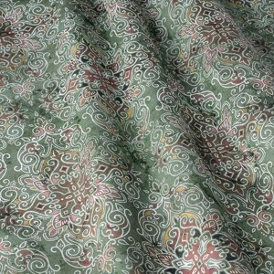 Декоративна тканина коричневий вензель на зеленому тлі Іспанія 87874v4 в Хмельницкой области от компании Салон штор Arsian Textile