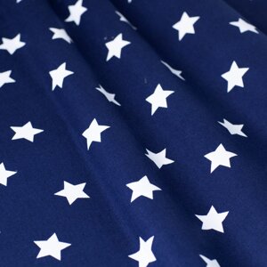 Декоративна тканина з білими зірками на синьому тлі 180см 85706v102 в Хмельницкой области от компании Салон штор Arsian Textile
