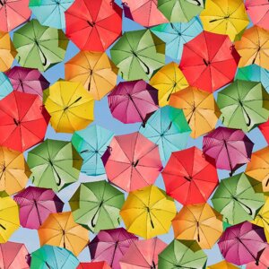 Декоративна тканина яскраві різнокольорові парасольки 280см 88046v1 в Хмельницкой области от компании Салон штор Arsian Textile
