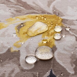 Декоративная ткань с тефлоновой пропиткой маки желтые с серыми листьями 180см 88317v35