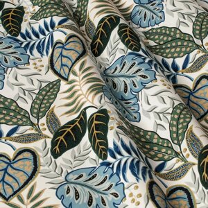Декоративна тканина листя синьо-сірі Туреччина 87988v5 в Хмельницкой области от компании Салон штор Arsian Textile