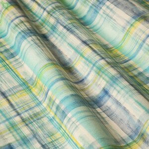 Декоративная ткань для штор с размытыми желто-голубыми квадратами Испания