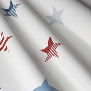 Декоративна тканина з блакитними й червоними зірками на білому Туреччина 85701v4 в Хмельницкой области от компании Салон штор Arsian Textile