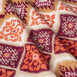 Ткань для штор пэчворк бордового и оранжевого цвета 180см