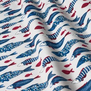 Декоративна тканина рибки сині з тефлоновим просоченням Туреччина 87841v6