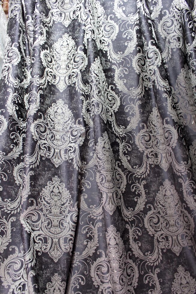 Штори з класичним візерунком корона колір темний сірий, димчастий від компанії Салон штор Arsian Textile - фото 1