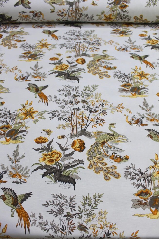 Шторы хлопковые желтые с птицами в детскую, спальную ##от компании## Салон штор Arsian Textile - ##фото## 1