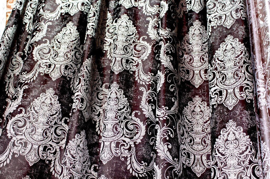 Шторы с классическим узором корона цвет горький шоколад, коричневый ##от компании## Салон штор Arsian Textile - ##фото## 1