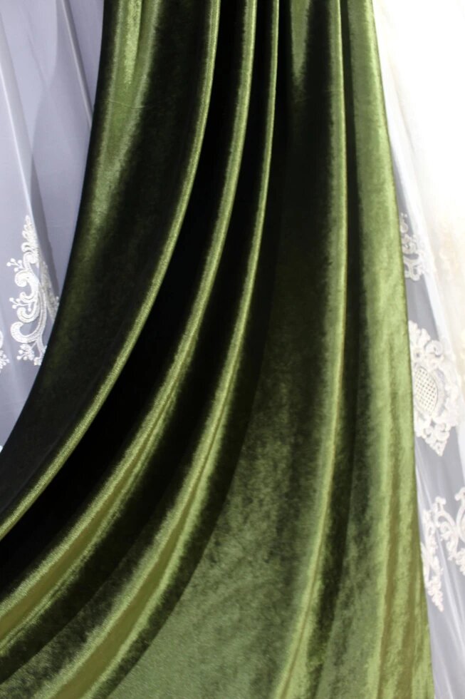 Ткань для штор бархат с блеском зеленый изумрудный цвет ##от компании## Салон штор Arsian Textile - ##фото## 1