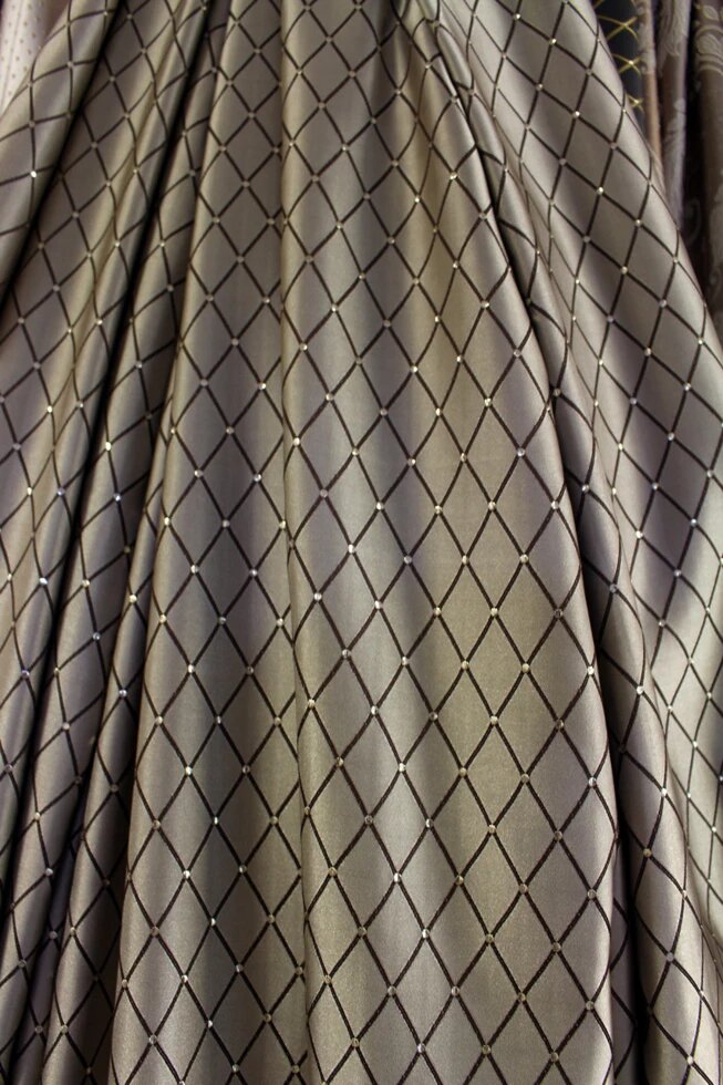 Ткань для штор коричневая в мелкий ромб в спальную, гостиную ##от компании## Салон штор Arsian Textile - ##фото## 1