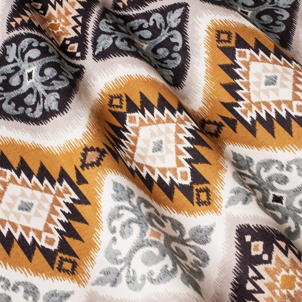 Ткань для штор пэчворк желтого и бежевого цвета Турция ##от компании## Салон штор Arsian Textile - ##фото## 1